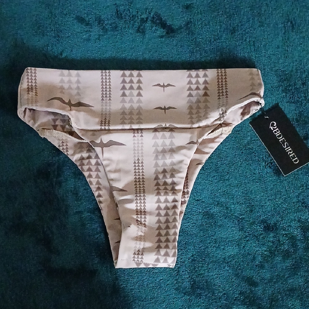 Beige Patterned Bikini Bottom